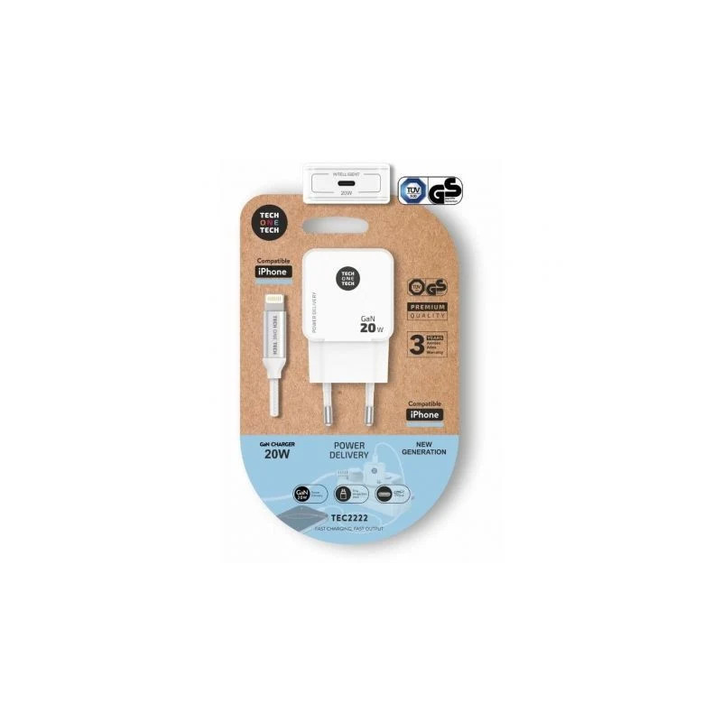 Cargador de Pared Tech One Tech TEC2222/ 1xUSB Tipo-C + Cabl | APLIUM
