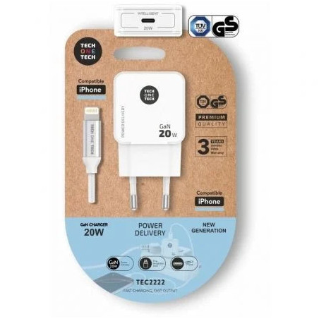 Cargador de Pared Tech One Tech TEC2222/ 1xUSB Tipo-C + Cabl | APLIUM