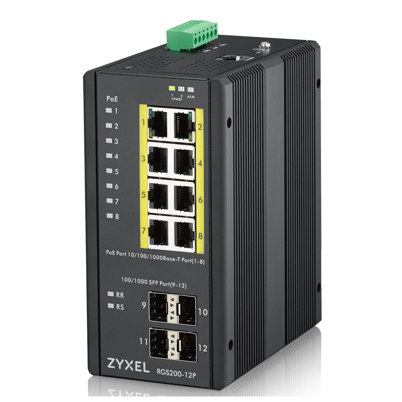 RGS200-12P 12 Port Managed PoE Switch 240WATT Poedin IP30 | APLIUM