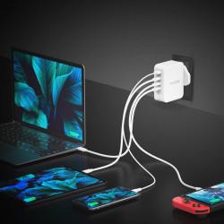 130W Gan Usb-c 4-PORT Charger - Uk White Grey | APLIUM