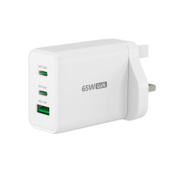 65W Gan Usb-c 3-PORT Charger Uk White | APLIUM