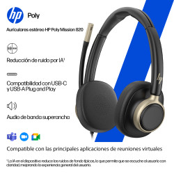HP Poly Mission 820 Stereo USB Wired Headset HP Poly Mission | APLIUM