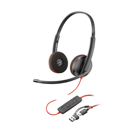 Poly Blackwire 3220 Stereo Usb-c Headset +USB-C/A Adapter | APLIUM