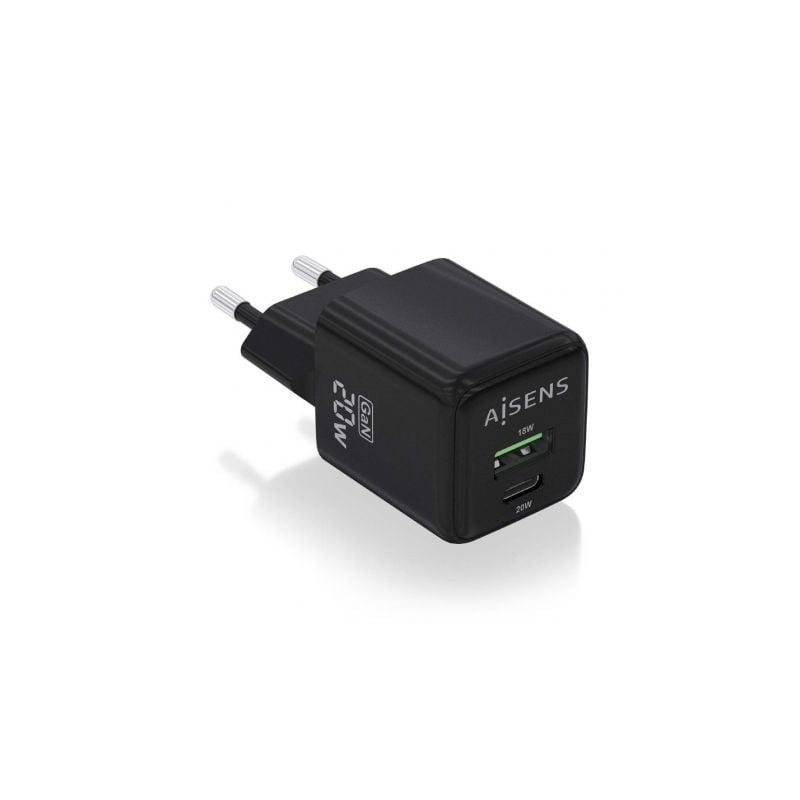 Cargador de Pared GaN Aisens ASCH-20W2P011-BK/ 1xUSB Tipo-C/ | APLIUM
