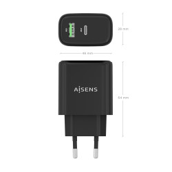 Cargador de Pared GaN Aisens A110-0972/ 1xUSB Tipo-C/ 1xUSB/ | APLIUM