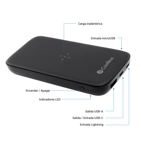 Powerbank Qi Coolbox 10000MAH Negro | APLIUM