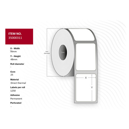 Label 78x48 - Core 25. White.