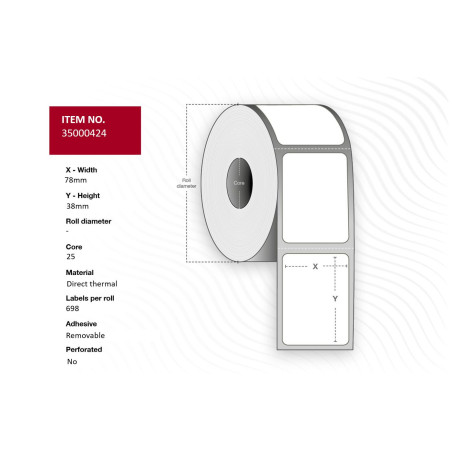 Label 78x38 - Core 25. White.