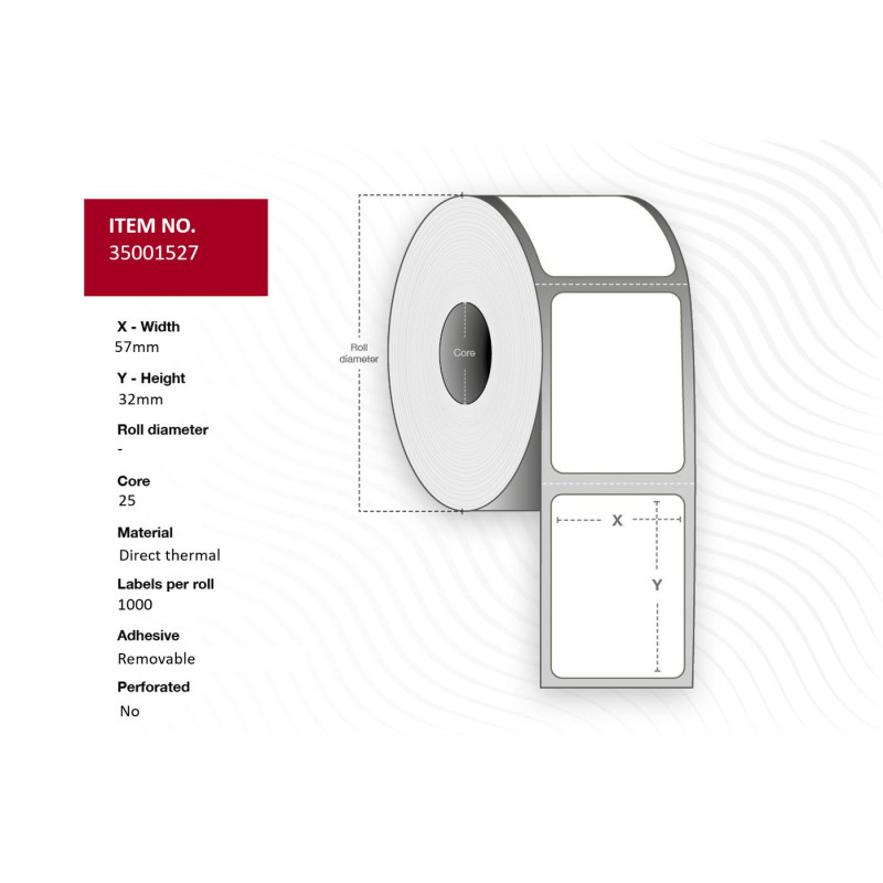 Label 57x32 - Core 25. White.