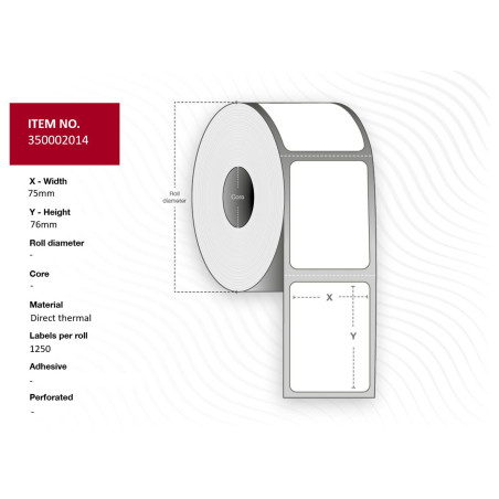 Ticket 75 x 76 mm. White.
