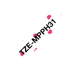 Tape/TZEMPPH31 12 MM BLACK ON PINK HEART