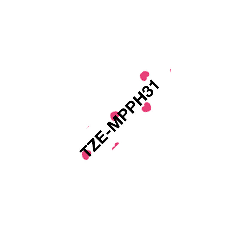 Tape/TZEMPPH31 12 MM BLACK ON PINK HEART