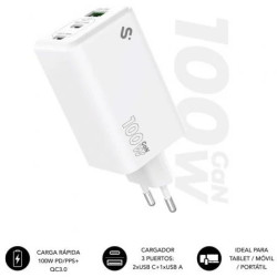 Cargador de Pared GaN Subblim 100W Charger USB C+C+A/ 2xUSB | APLIUM