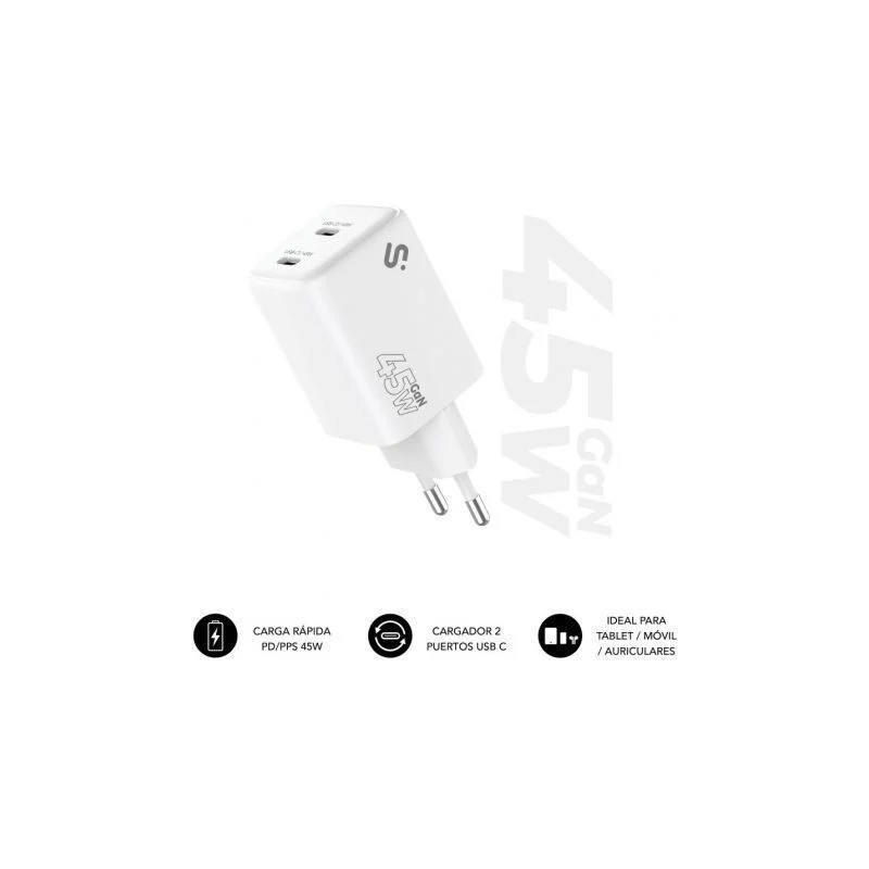 Subblim Cargador Gan 45W Charger USB C+C | APLIUM