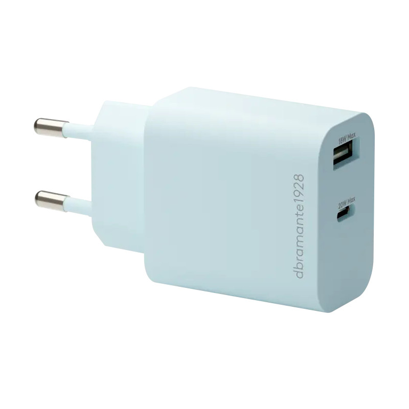 EU Wall Charger USB-C 20W+USB-A 18W BLU