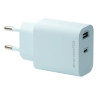 EU Wall Charger USB-C 20W+USB-A 18W BLU
